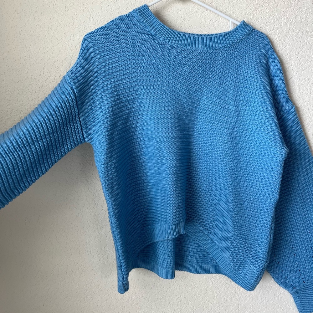 Topshop Balloon Sleeve Blue Sweater